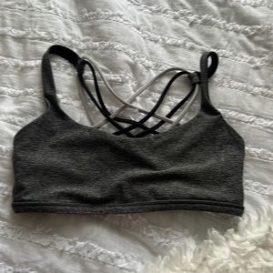 Soze 4 lululemon grey free to be wild bra with black and white striped back